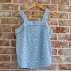 NWOT Boulevard women's light blue floral sleeveless button blouse, size M